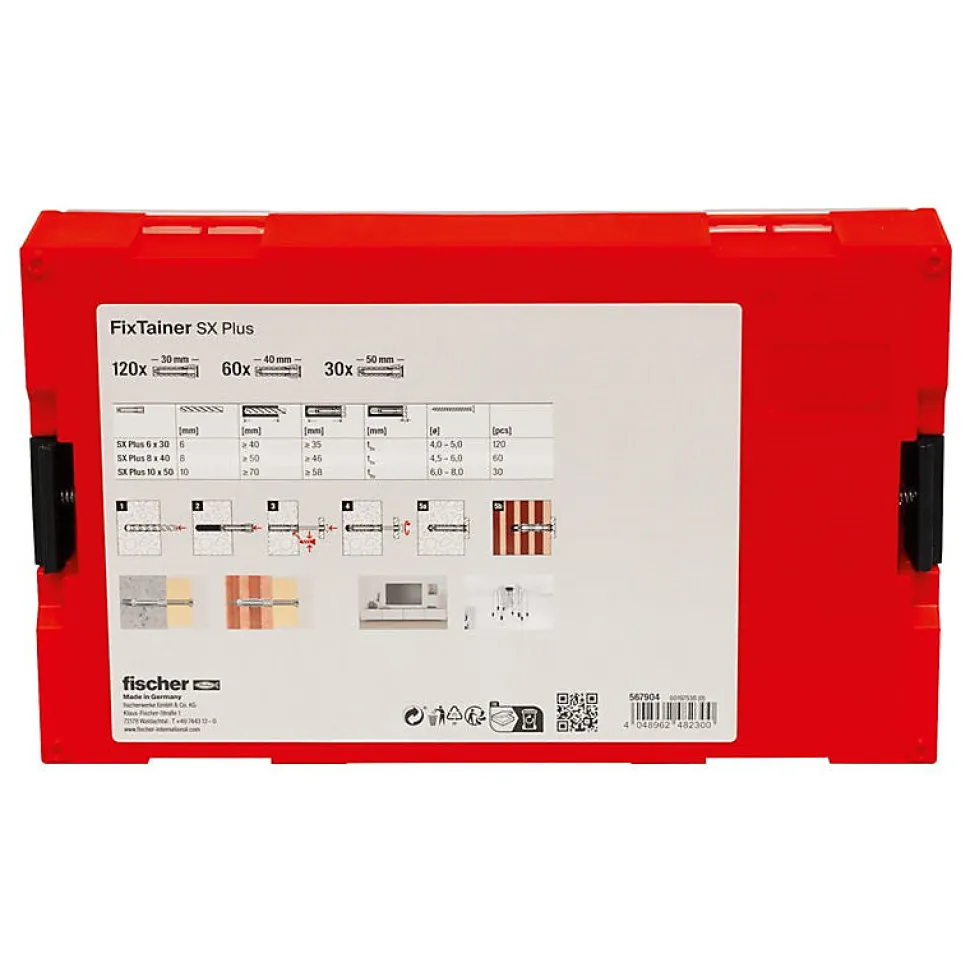 Coffret Fixtainer Chevilles Sx Plus 6,8 / 10 Fischer 567904 Sans Vis