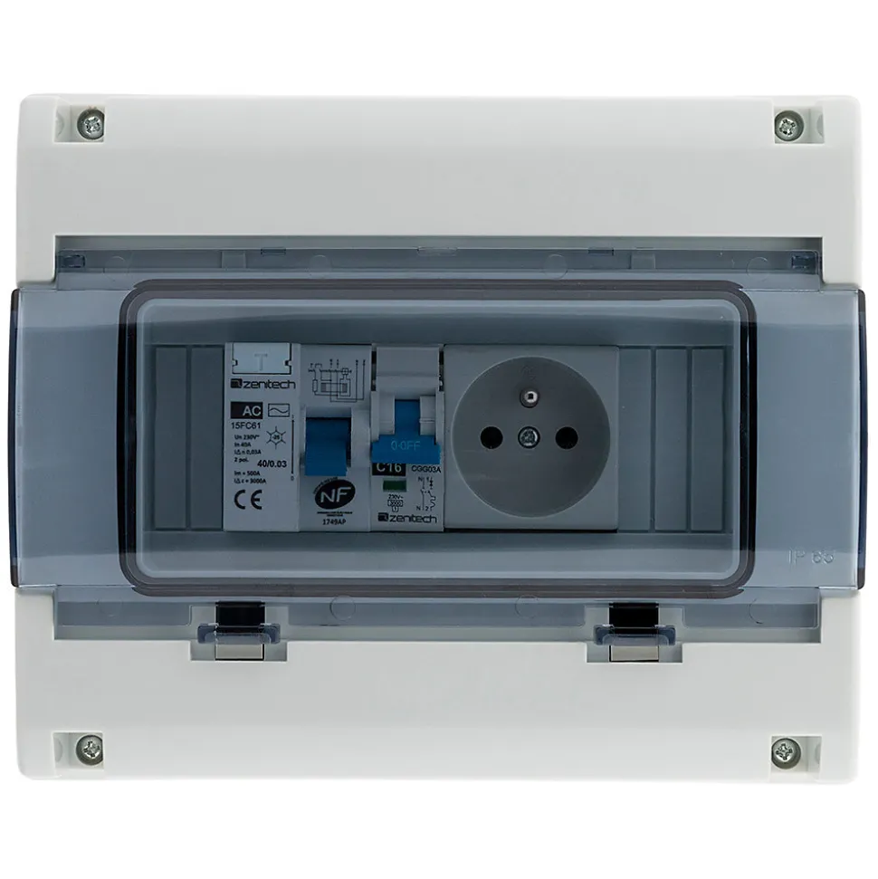 Coffret électrique IP65 8 modules + accessoires Zenitech