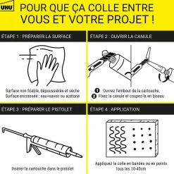 Colle à bois sans PU UHU, cartouche 380g