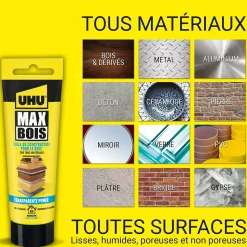 Colle à bois UHU transparente , tube 85g