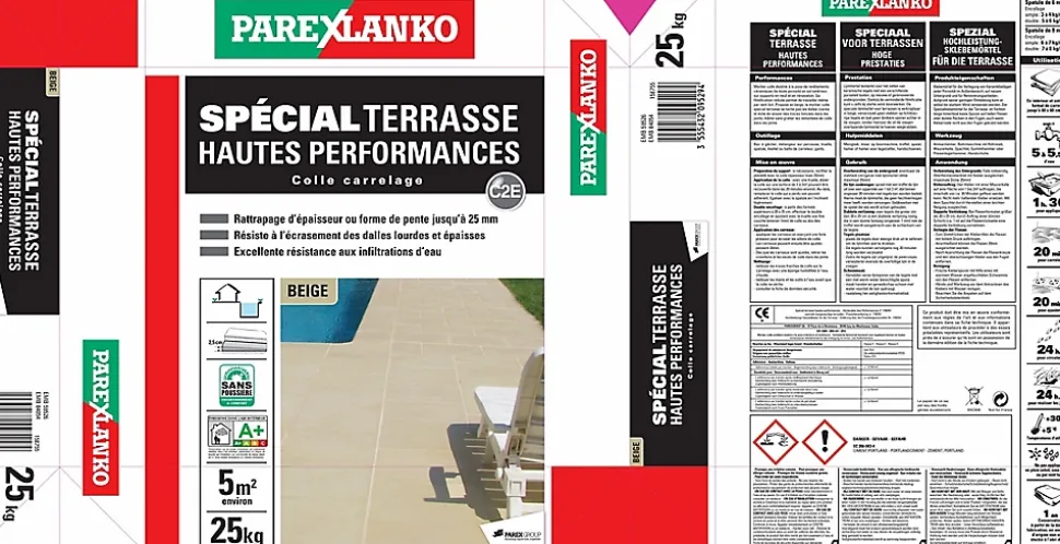 Colle à carrelage beige spéciale terrasse Parexlanko 25 kg