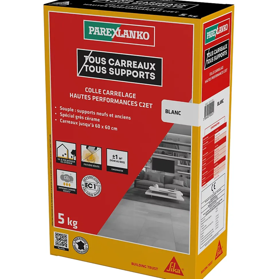 Colle carrelage blanche hautes performances 5 kg Parexlanko