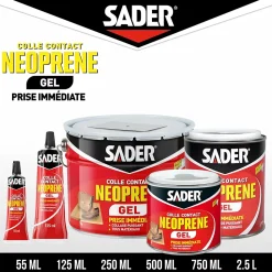 Colle contact néoprène en gel Sader tous matériaux seau de 2.5 litres