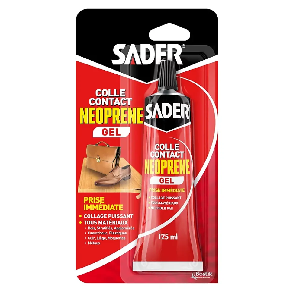 Colle contact néoprène en gel Sader tous matériaux tube de 125 ml
