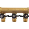 Collecteur laiton avec mini-vannes intégrées 3 départs M15/21 - Entrée F20/27 - Sortie M20/27 Somatherm for you