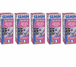 Colle en Poudre pour Papiers Peints Sem-Spéciale Semin, Vinyls, Lourds, Spéciaux et Intissés, Intérieur, Boite 200 g (lot de 5)