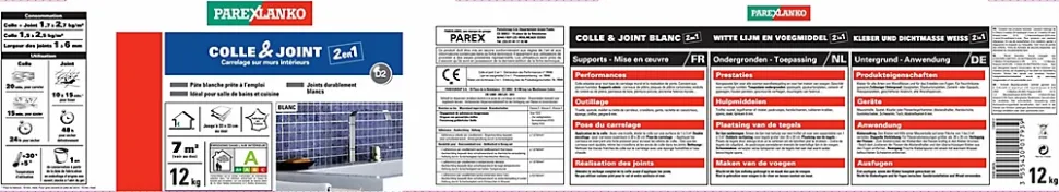 Colle et joint carrelage mur intérieur Parexlanko blanc 12kg