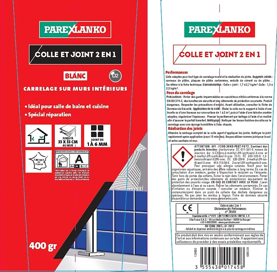 Colle & joint pâte blanc Parexlanko 1,5 kg