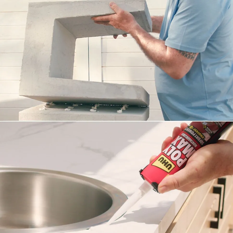 Colle mastic extra forte UHU Poly max gris 425g
