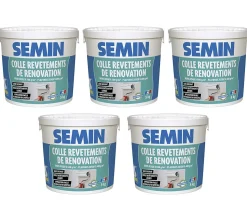 Colle Revêtements de Rénovation Lisse en Pâte Semin, Prête à l'Emploi, Intérieur, Seau de 5 kg (Lot de 5)
