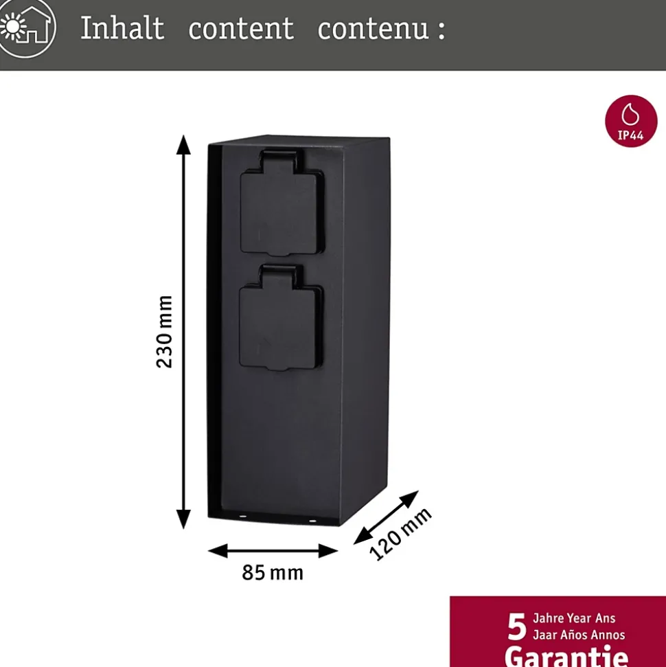 Colonne de prises Rio Interrupteur crépusculaire IP44 Anthracite