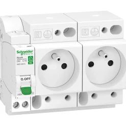Combiné disjoncteur + 2 prises modulaires courbe C phase + neutre 16A Schneider Electric Resi9 XE