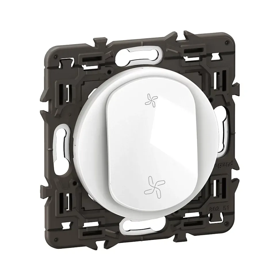 Commande poussoir de VMC Legrand Céliane blanc