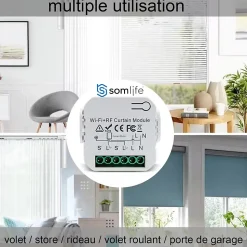 Commutateur SomLife de volet et rideau Wifi Rf Tuya Smart Life Module pour volet roulant 433 mhz