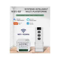 2 Commutateurs SomLife de volet et rideau Wifi Rf Tuya Smart Life Module pour volet roulant 433 mhz et Télécommande