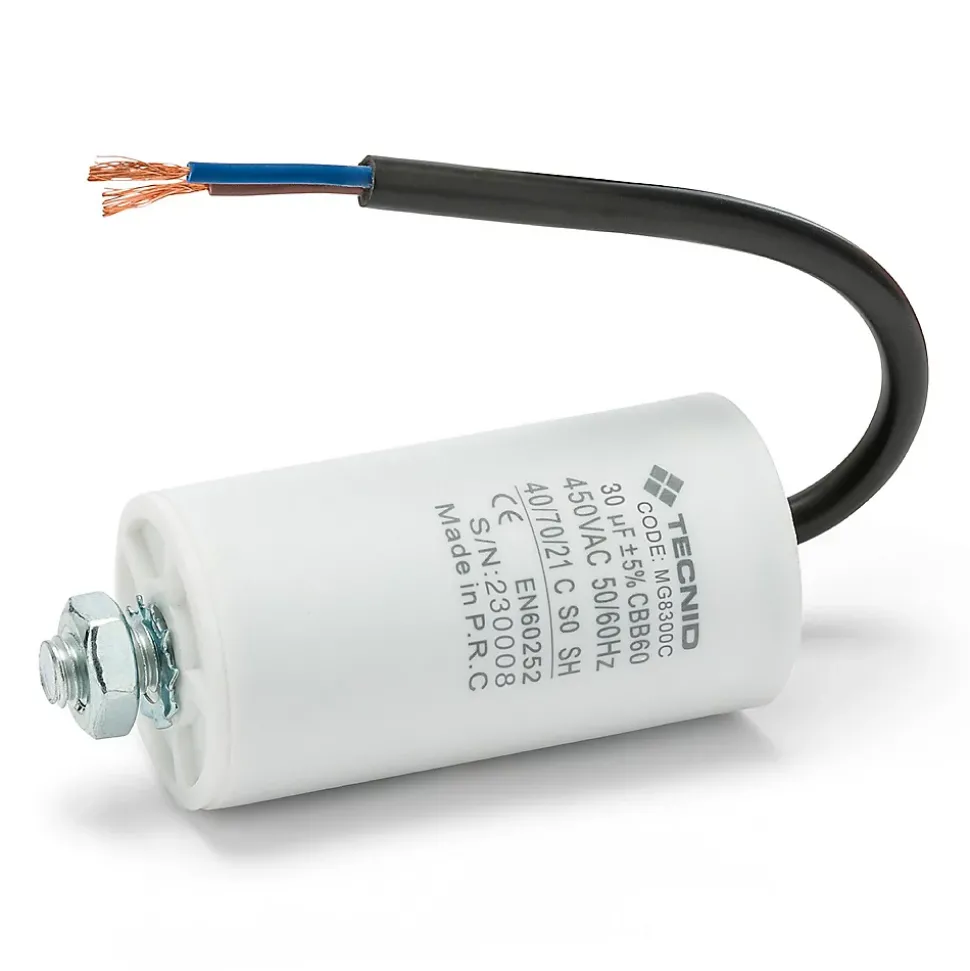 Condensateur de démarrage pour moteurs électriques, 450V, capacité : 30 microfarad, avec câble de 15cm