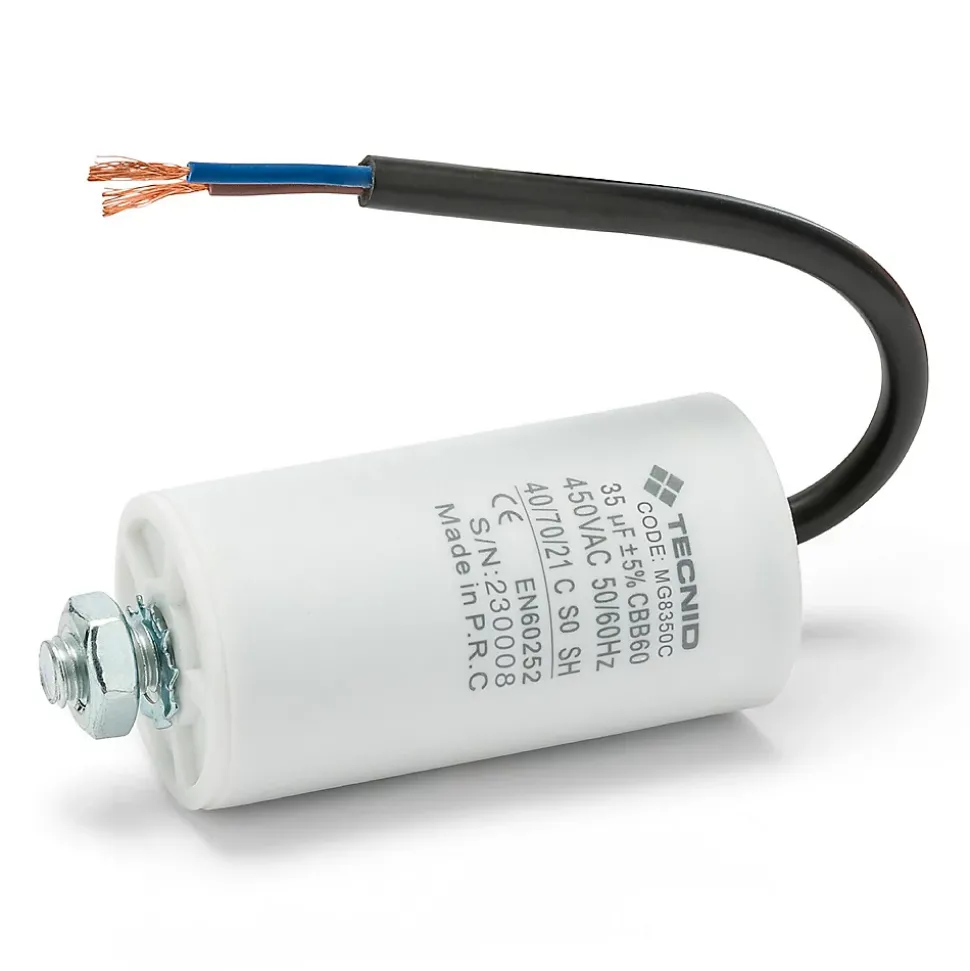 Condensateur de démarrage pour moteurs électriques, 450V, capacité : 60 microfarad, avec câble de 15cm
