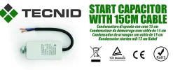 Condensateur de démarrage pour moteurs électriques, 450V, capacité : 80 microfarad, avec câble de 15cm