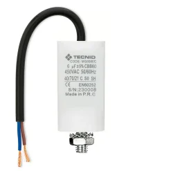 Condensateur de démarrage pour moteurs électriques, 450V, capacité : 2 microfarad, 4 broches / M8