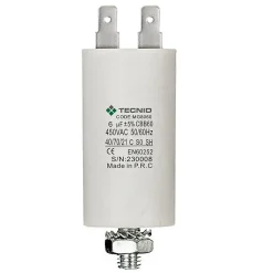 Condensateur de démarrage pour moteurs électriques, 450V, capacité : 6 microfarad, 4 broches / M8