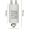 Condensateur de démarrage pour moteurs électriques, 450V, capacité : 80 microfarad, 4 broches / M8