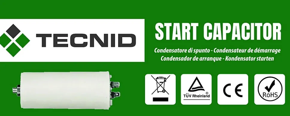 Condensateur de démarrage pour moteurs électriques, 450V, capacité : 80 microfarad, 4 broches / M8