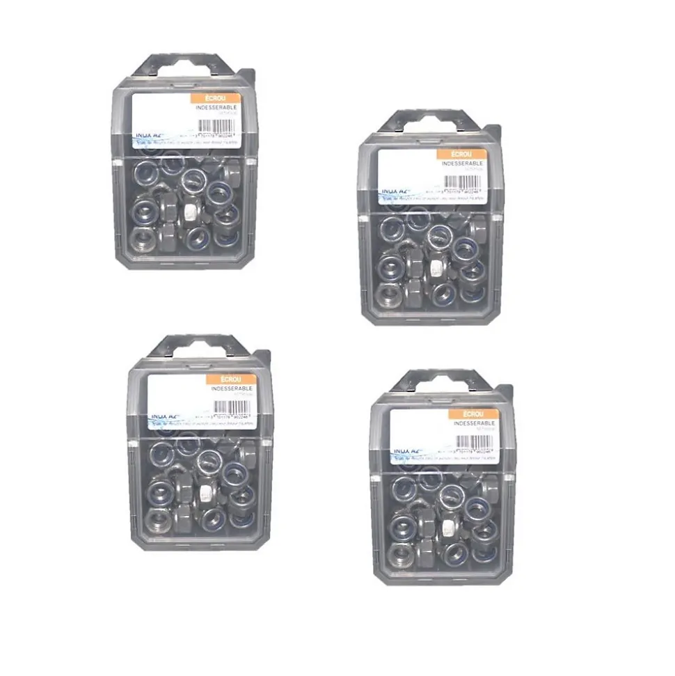 4 Coques de 50 Ecrous Freins Indésserrables M6 mm - DIN 985 - Inox A2 - D-Work