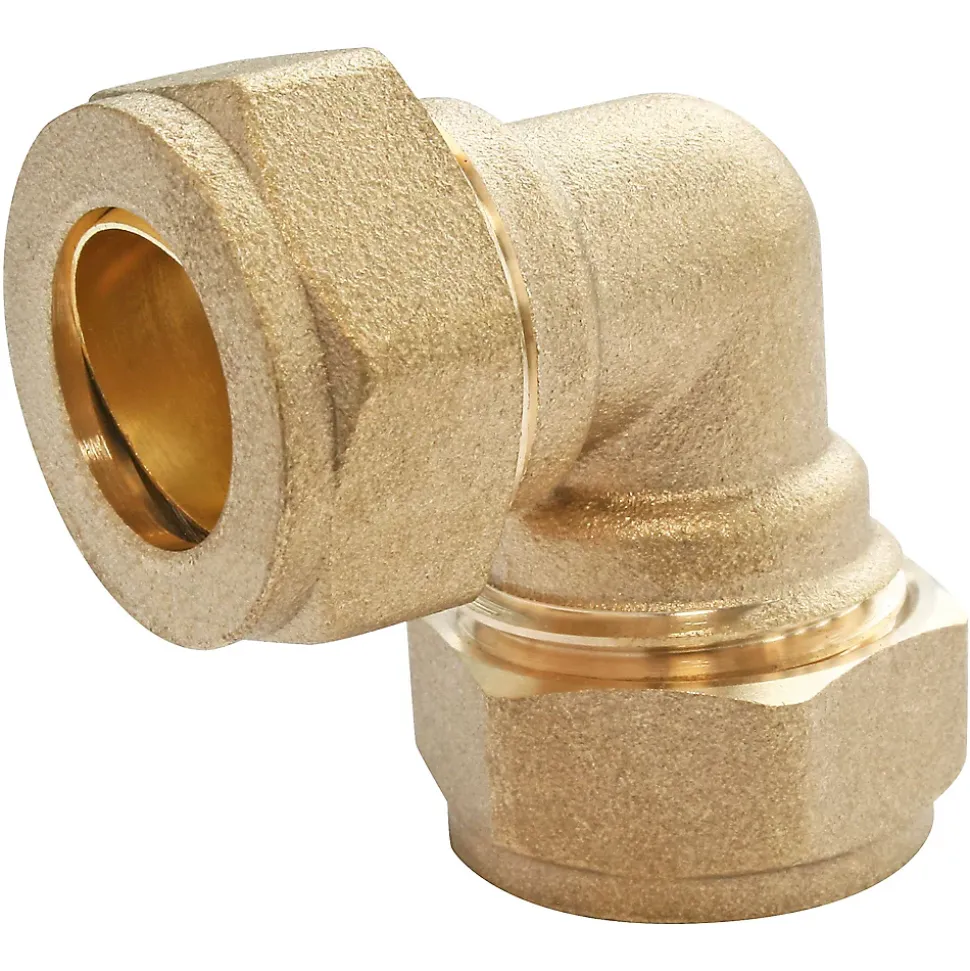 Coude égal bicône à bague laiton pour tube cuivre Ø12