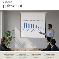 Écran de projection extensible mural en polyester blanc