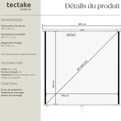 Écran de projection extensible mural en polyester blanc