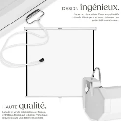 Écran de projection extensible mural en polyester blanc