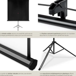 Écran de projection extensible avec un trépied en polyester blanc