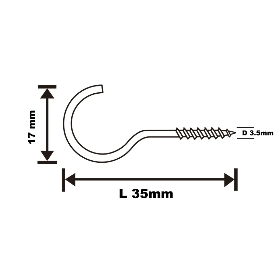 Crochet rond à visser en acier zingué 35x19 mm - 250 pièces