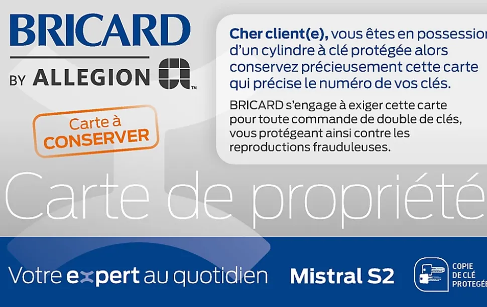 Cylindre débrayable Bricard mistral 2 entrées 30x30 mm