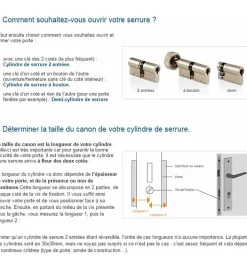 Cylindre de porte 30 x 60 mm debrayable avec 4 clés et carte de reproduction Barillet double entrée