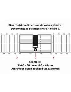 Cylindre de serrure double entrée SA, 30x90mm, anti-arrachement, laiton, 3 clés - THIRARD