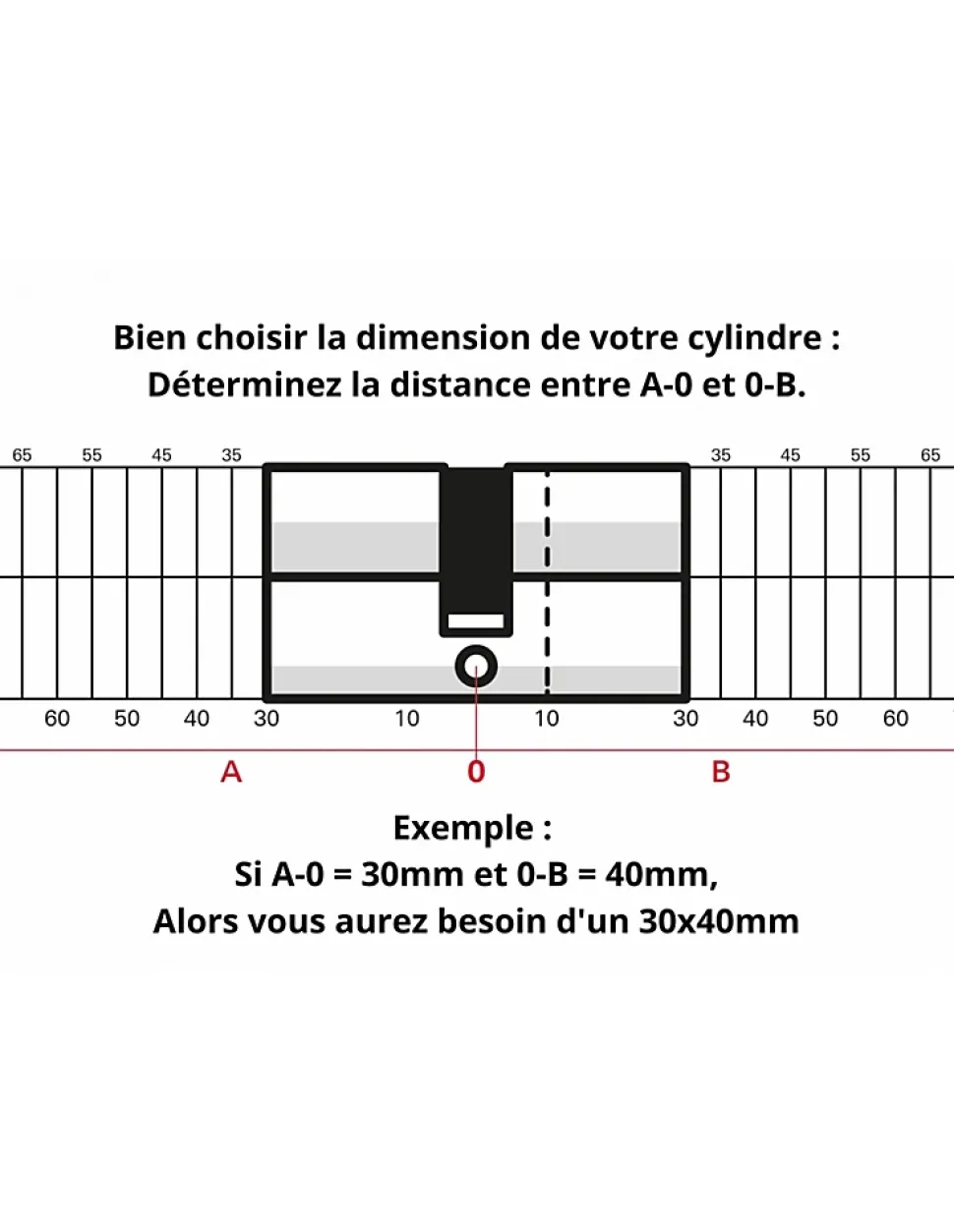 Cylindre de serrure double entrée T2, 40x60mm, nickel, anti-arrachement, anti-perçage, anti-crochetage, 5 clés - THIRARD
