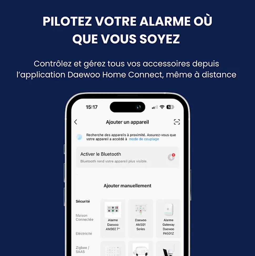 Daewoo - Alarme maison sans fil avec écran tactile 7'' AM353 - 1 caméra extérieure autonome et 1 intérieure et 17 accessoires - Sa