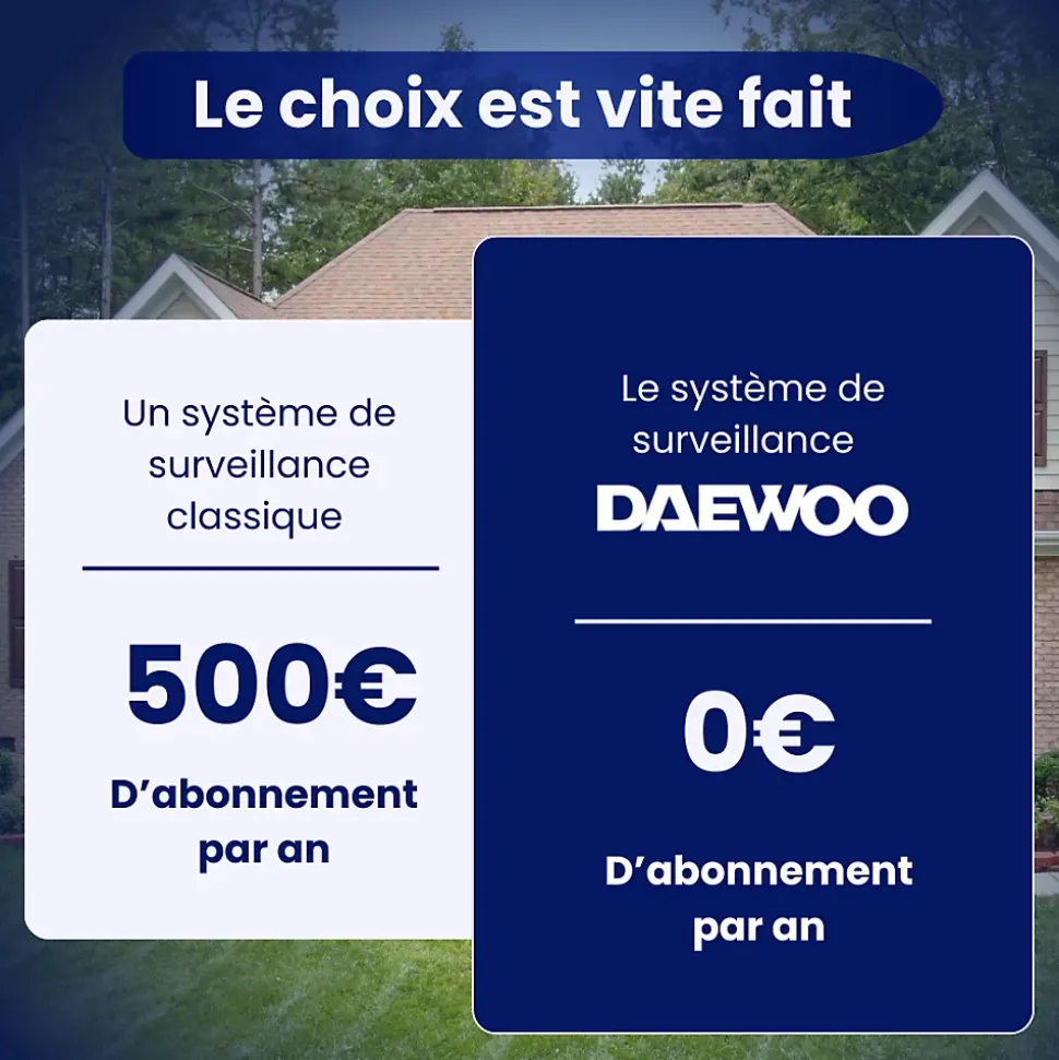 Daewoo - Alarme maison sans fil avec écran tactile 7'' AM353 - 1 caméra extérieure autonome et 1 intérieure et 17 accessoires - Sa