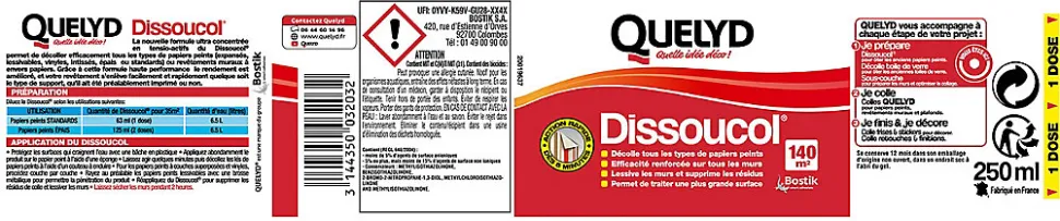 Décolleur de papier peint Dissoucol - surface de couverture 140 m² - contenance 0,25 L - Quelyd 30611831