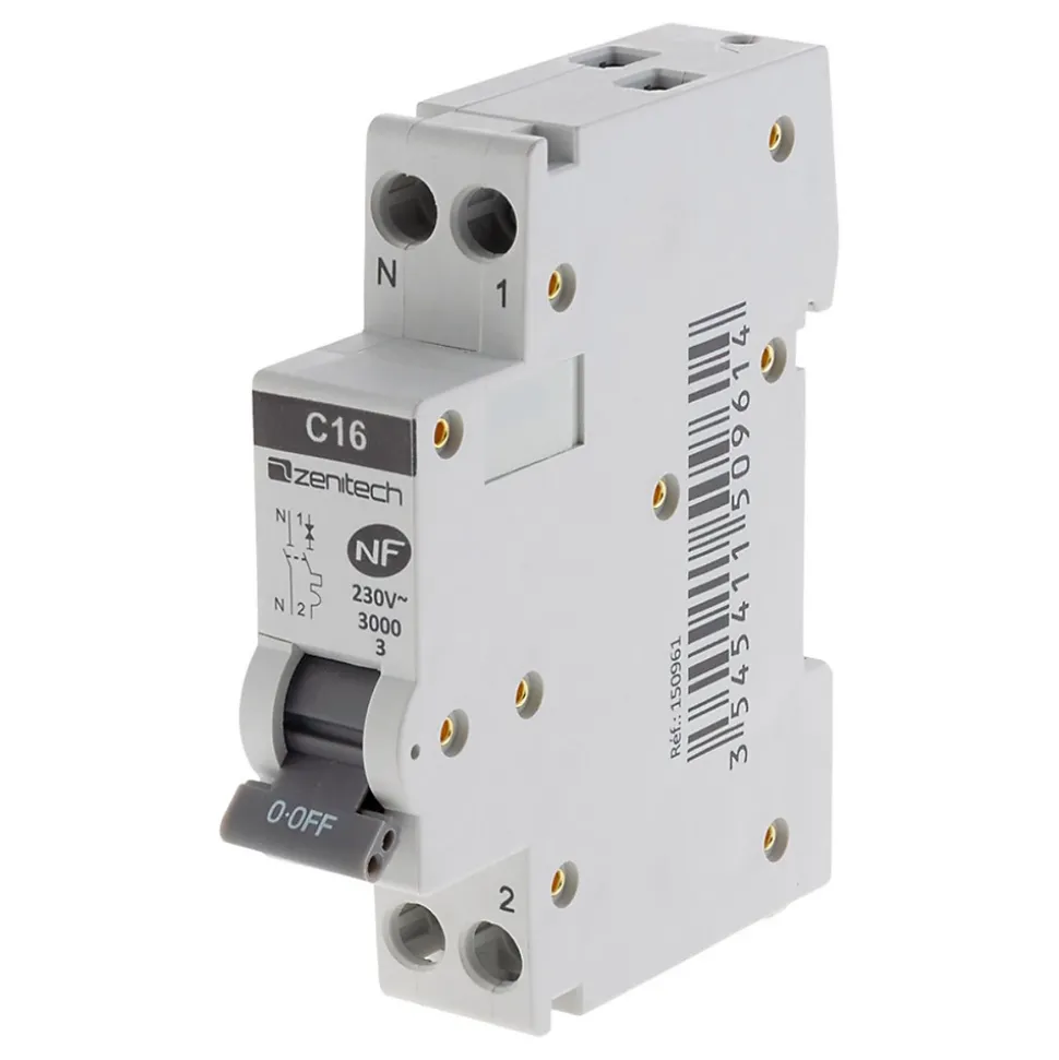 Disjoncteur 16A PH/N - NF - Zenitech
