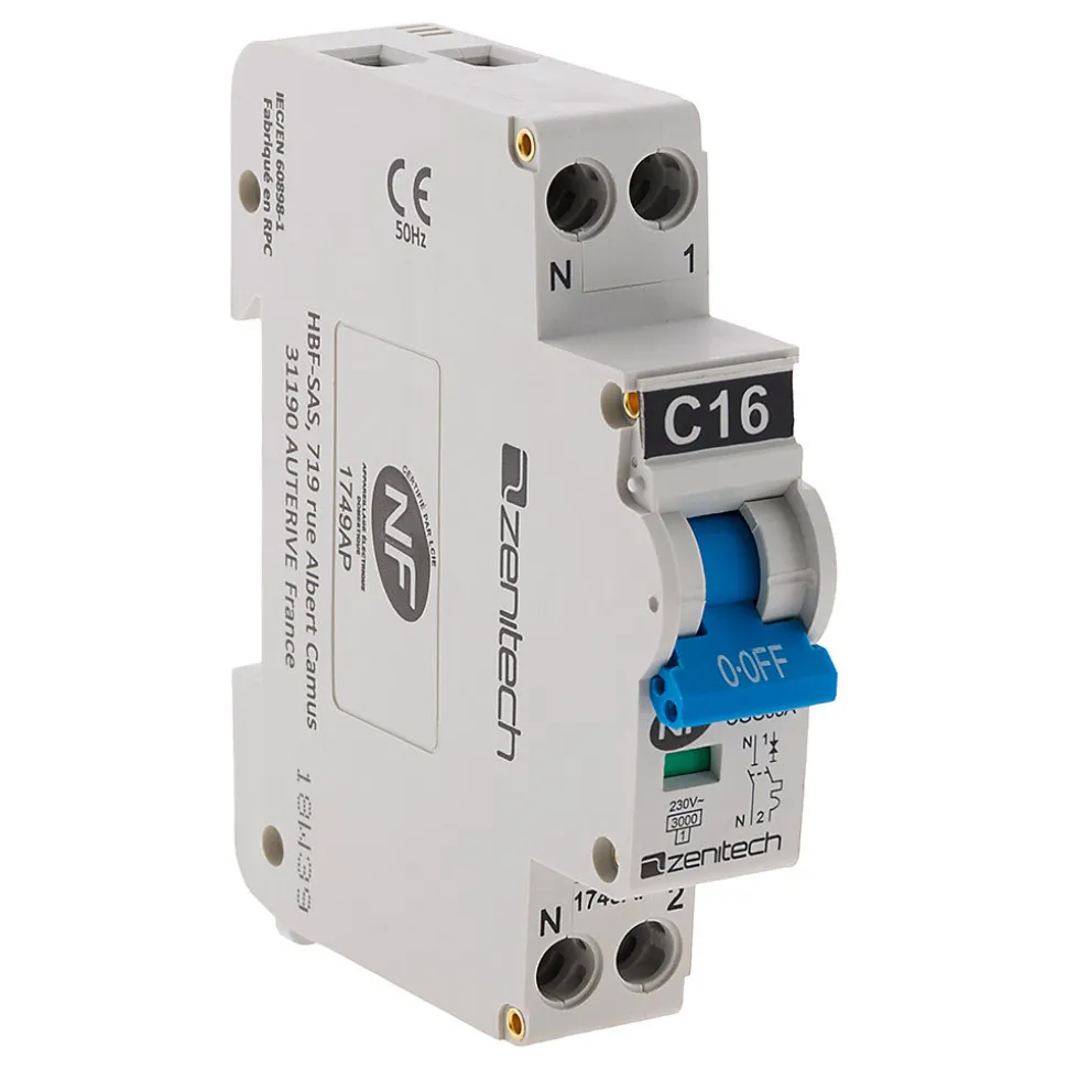 Disjoncteur 16A PH/N - NF - Zenitech