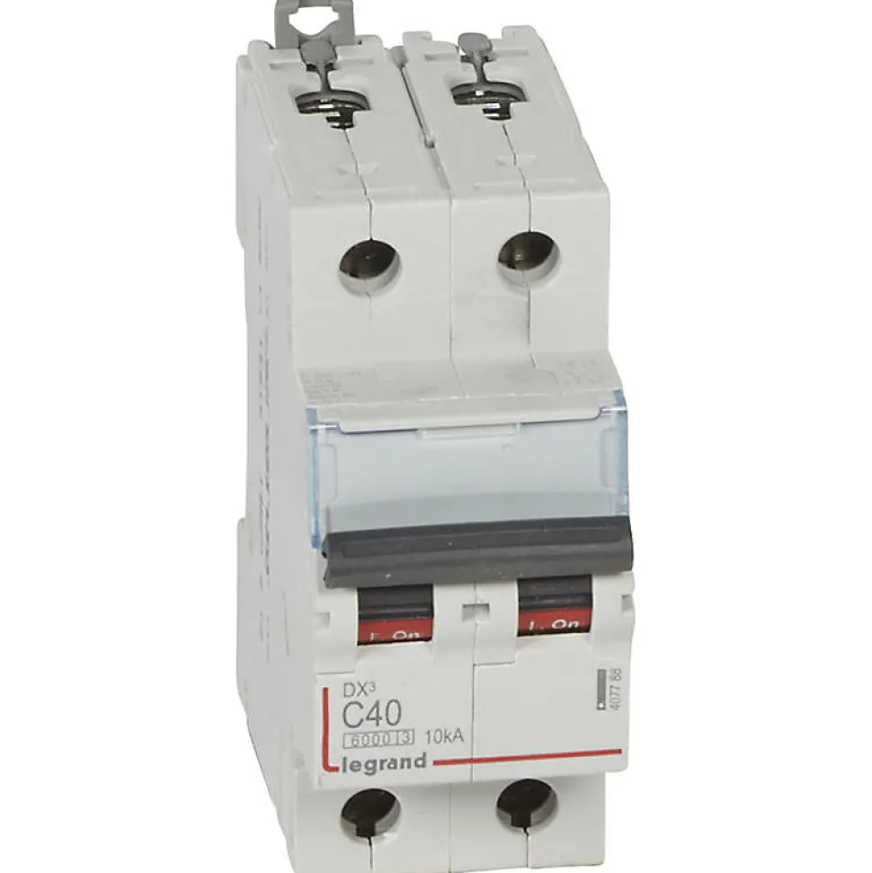 407788 Disjoncteur Bipolaire 40a - 2p Courbe C - 6/10ka - à Vis - Legrand Dx3