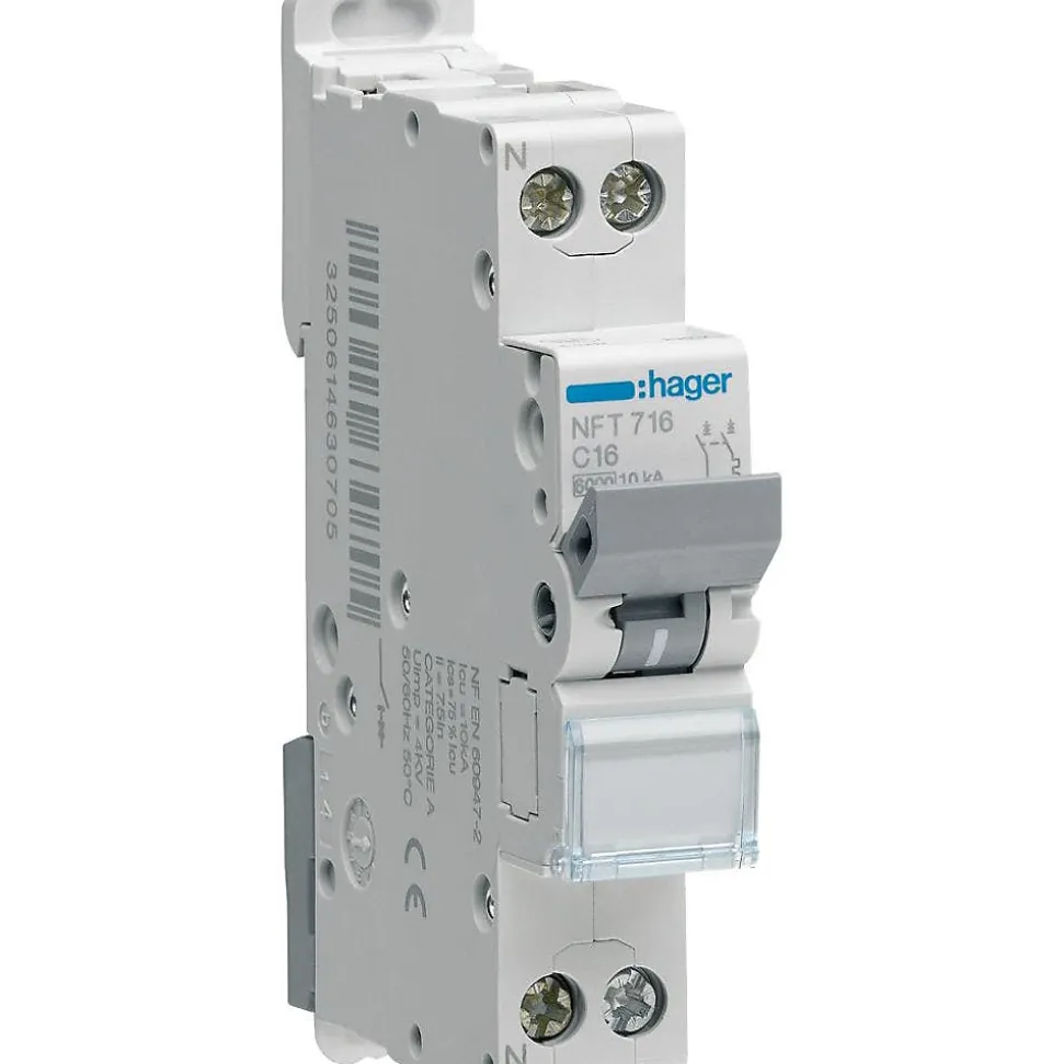Disjoncteur Hager- 1P+N - 32A - 6-10kA - Type C