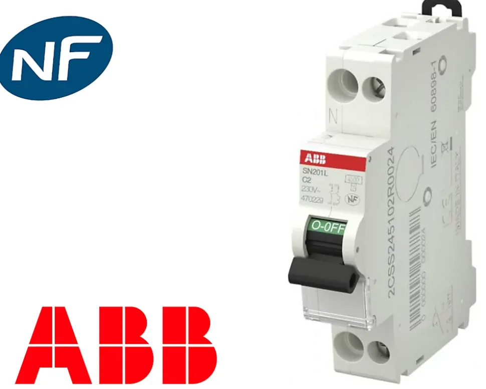Disjoncteur modulaire phase neutre 40A 4.5kA à vis ABB