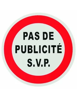 Disque de signalisation Pas de publicité, polystyrène rigide adhésif, diamètre 80mm - THIRARD