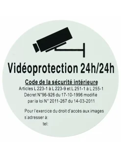 Disque de signalisation Vidéoprojection 24/24, polystyrène rigide adhésif, diamètre 80mm - THIRARD