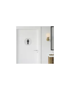 Disque de signalisation WC Homme , à visser, inox brossé, marquage noir, diamètre 76mm - THIRARD