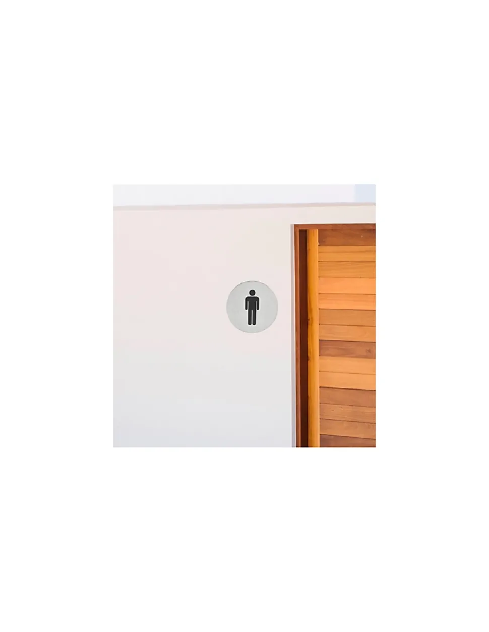 Disque de signalisation WC Homme , à visser, inox brossé, marquage noir, diamètre 76mm - THIRARD