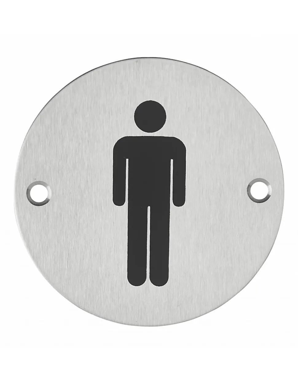 Disque de signalisation WC Homme , à visser, inox brossé, marquage noir, diamètre 76mm - THIRARD